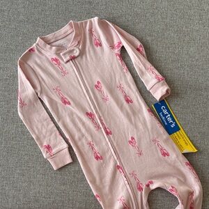 Carter's Light Pink Footed One-Piece with Bright Pink Ballet Slipper Print